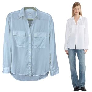 Aritzia Babaton Utility Button Up Shirt XS Drapey Twill QuietLuxury Preppy